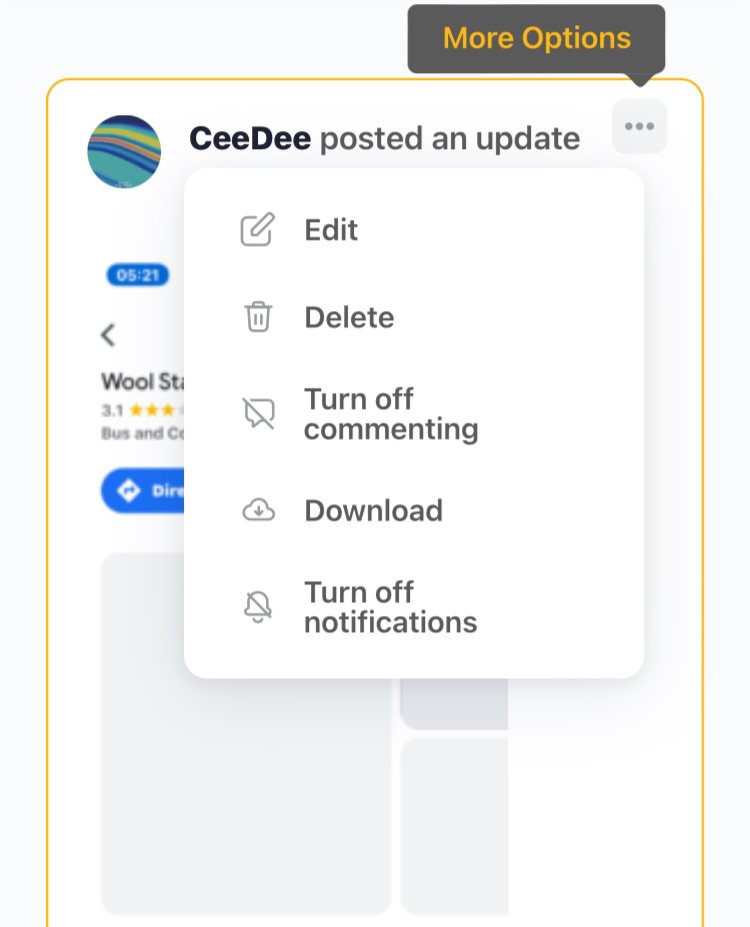 Delete, edit, comments, downloads and notification button