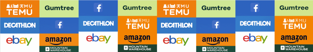 A collage of many online and high street retailers