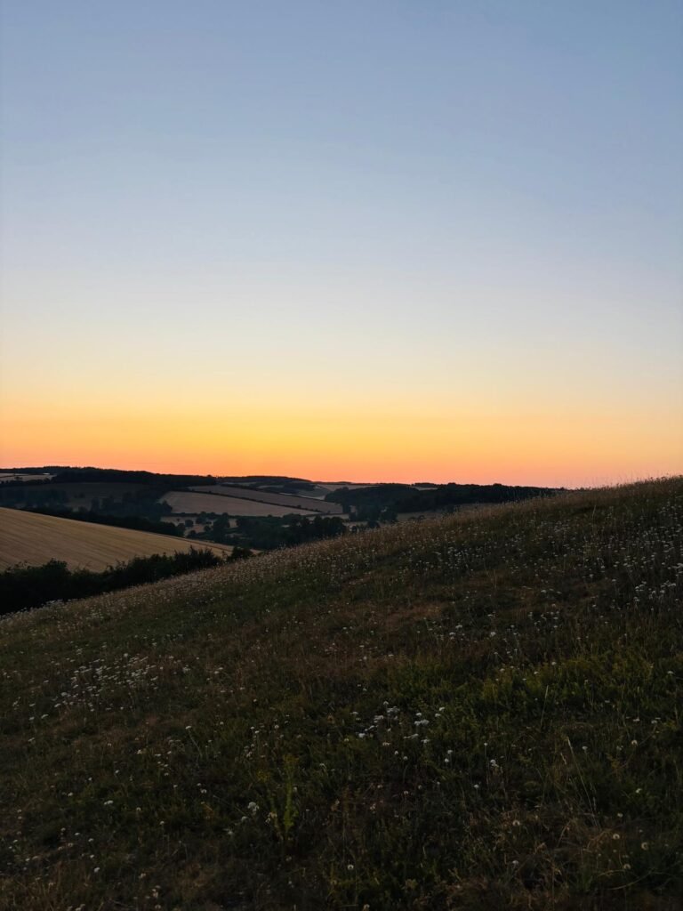 Dawn colours over the Dorset hills from Hod Hill