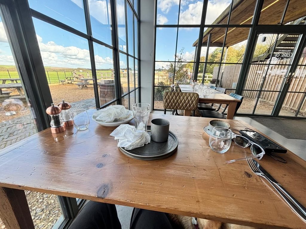 View across the airfield from the restaurant after lunch